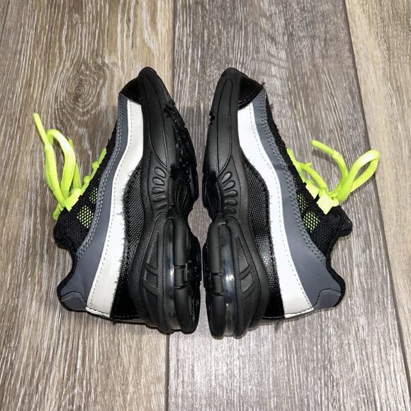 Nike Little Air Max 95 TD Black Gray Volt Green 905462-022 Youth Size 8C Shoes - Picture 9 of 11